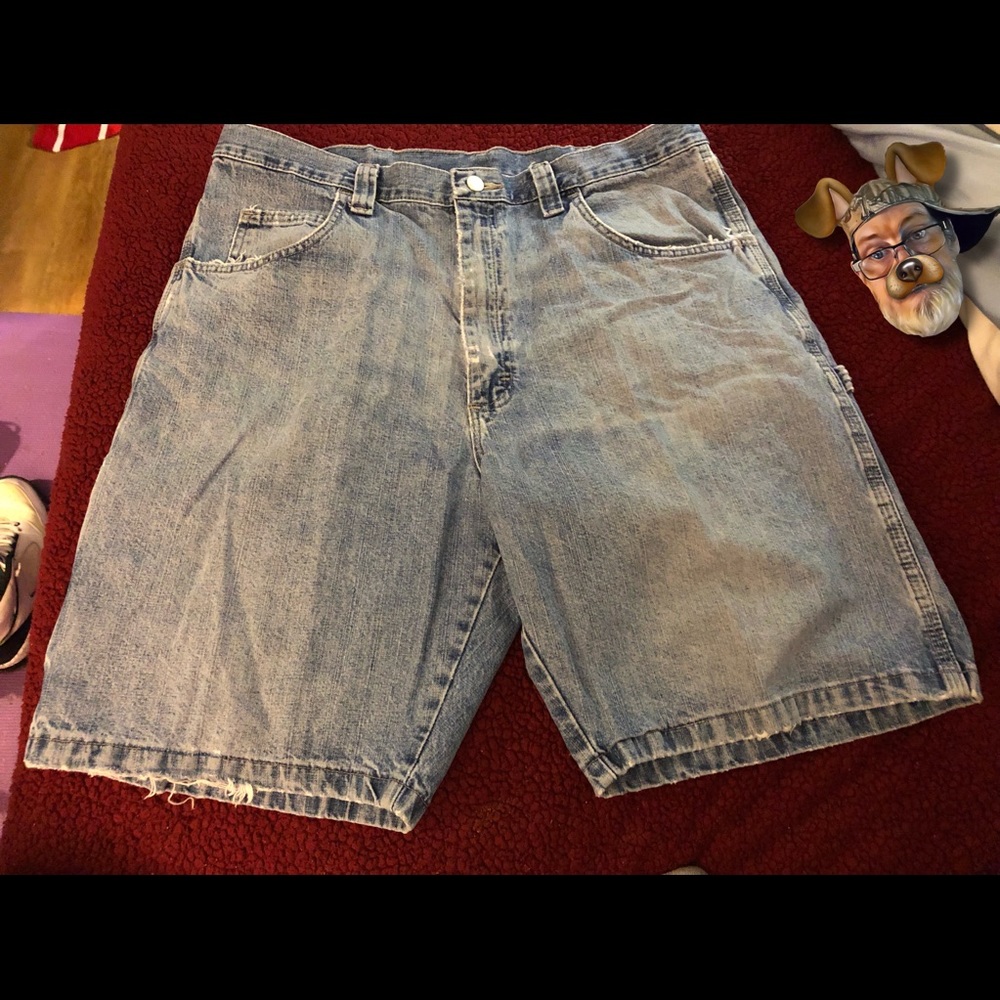 Wrangler Mens Denim Distressed Carpenter Shorts Size 36